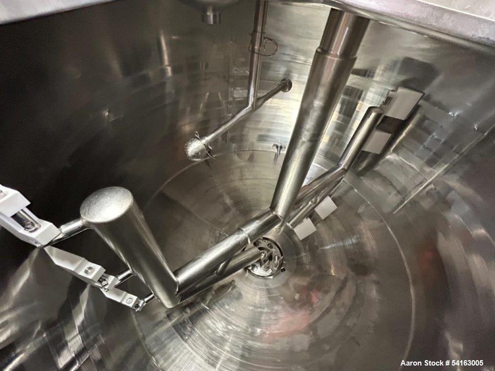 Used Walker Stainless Jacketed 500 Gallon Stainless Liquifier/Multi-Motion Mixer, Model PZ-MM. 316L stainless steel. Jacket rated 120 psi at 350 degrees F. Top mounted agitator with scraper/sweep bla...