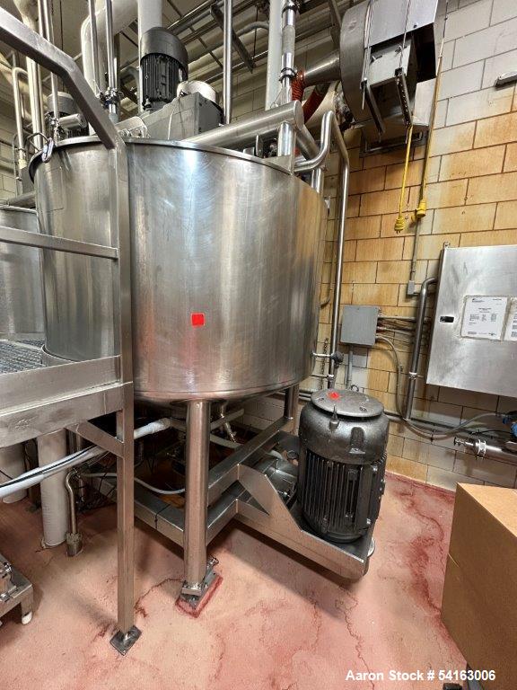 Used Walker Stainless Jacketed 500 Galon Stainless Liquifier/Multi-Motion Mixer, Model PZ-MM. 316L stainless steel. Jacket rated 120 psi at 350 degrees F. Top mounted agitator with scraper/sweep blad...