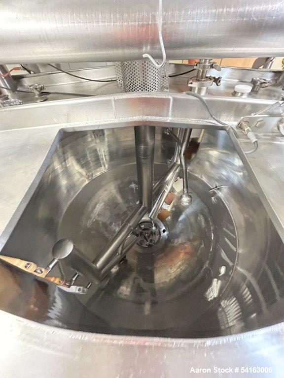 Used Walker Stainless Jacketed 500 Galon Stainless Liquifier/Multi-Motion Mixer, Model PZ-MM. 316L stainless steel. Jacket rated 120 psi at 350 degrees F. Top mounted agitator with scraper/sweep blad...