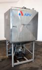 Used APV Crepaco Flex-Mix Liquiverter, 300 Gallon, 304 Stainless Steel. Jacketed tank 40” wide x 40” long x approximately 45” deep, rated 59 psi at 350 degrees F. 12” Bottom impeller, driven by a 30 ...