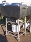 USED: Breddo 75 gallon Likwifier, square stainless steel sanitary construction. Dome top manway, direct drive 15 hp agitator 460V/1800 rpm. Mounted on stainless steel legs with casters.
