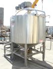 Used Breddo Likwifier 600 Gallon, 316 Stainless Steel, Jacketed Scrape Surface Contical Bottom Blender, Model LORWWSS.  Interior dimensions 64