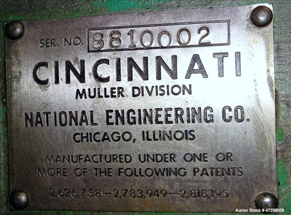 Used Cincinnati Lab Mix Muller, 304 Stainless Steel.