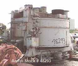 USED: Eirich mixer DEV29/6. Counter current, batch type, carbon steel.210 cu ft max, chamber 114" dia x 53" high. Wear plate liners side &bottom. Dust hood w/charge port. Pan drive (2) 15  hp3/60/575...