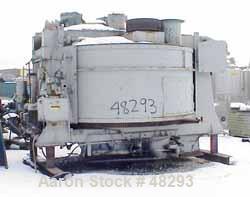 USED: Eirich mixer DEV29/6. Counter current, batch type, carbon steel.210 cu ft max, chamber 114" dia x 53" high. Wear plate liners side &bottom. Dust hood w/charge port. Pan drive (2) 15  hp3/60/575...