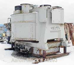 USED: Eirich mixer DEV29/6. Counter current, batch type, carbon steel.210 cu ft max, chamber 114" dia x 53" high. Wear plate liners side &bottom. Dust hood w/charge port. Pan drive (2) 15  hp3/60/575...