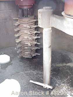 USED: Eirich mixer DEV29/6. Counter current, batch type, carbon steel.210 cu ft max, chamber 114" dia x 53" high. Wear plate liners side &bottom. Dust hood w/charge port. Pan drive (2) 15  hp3/60/575...
