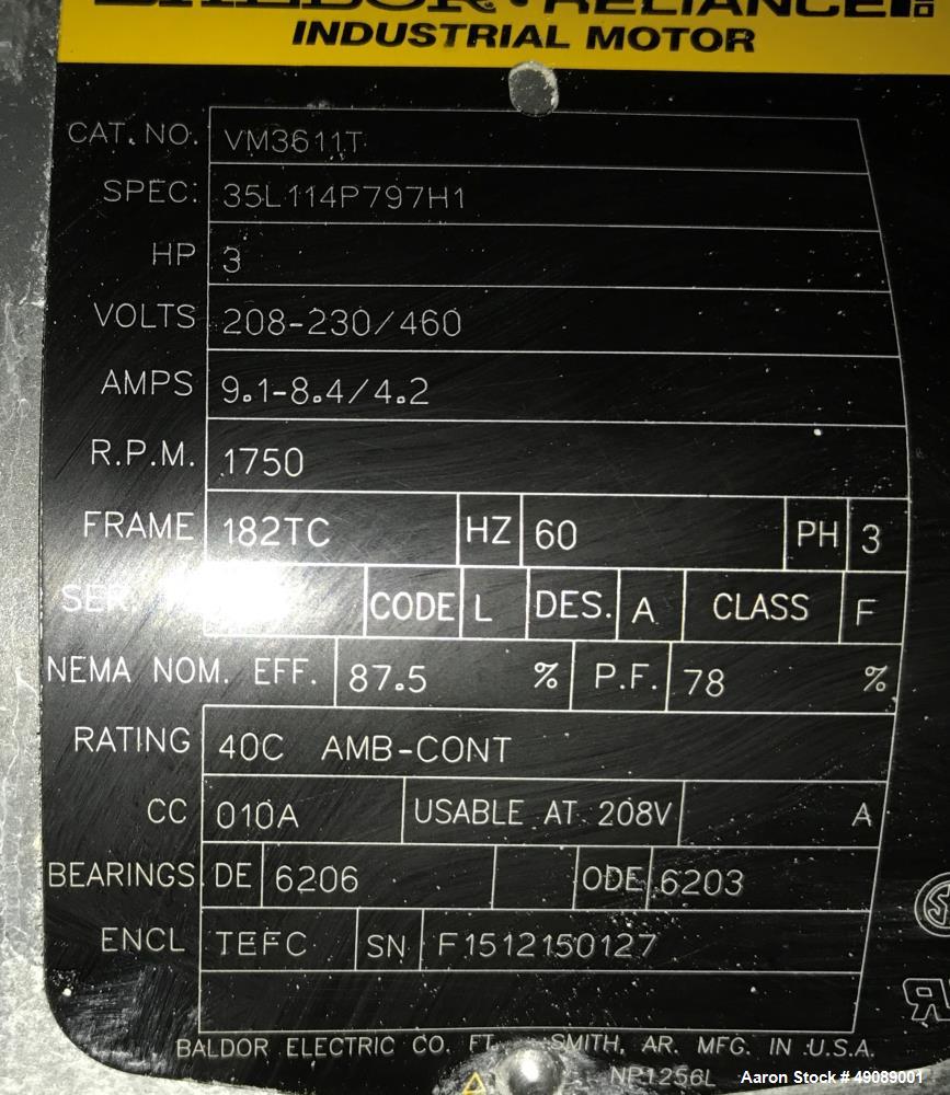 Used Lancaster High Shear Mixer, Model K-3, Carbon Steel.