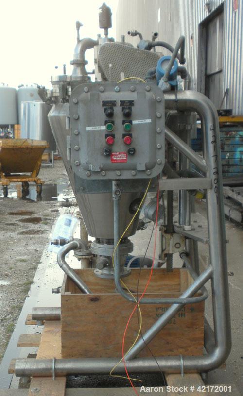 Used Alfred Bolz Mixer, Type MF 003 VIDP, approximately 3.88 cubic feet (110 lter) capacity, 316 stainless steel. 25" diameter x 36" straight side. Internal rated -1/+1 bar (-14.5 psi/14.5 psi) at 10...