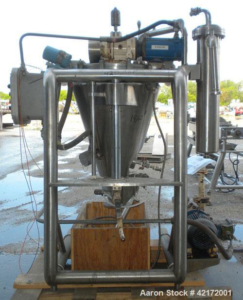 Used Alfred Bolz Mixer, Type MF 003 VIDP, approximately 3.88 cubic feet (110 lter) capacity, 316 stainless steel. 25" diameter x 36" straight side. Internal rated -1/+1 bar (-14.5 psi/14.5 psi) at 10...