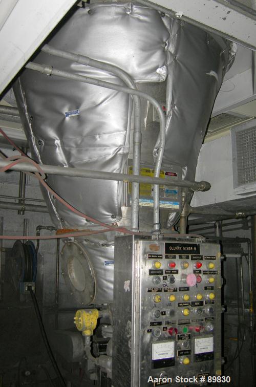USED: J H Day nauta mixer, FA-35 Mark II, 35 cubic feet working capacity, 304 stainless steel. 69-3/8" OD x 87" straight side. Flat bolt down top cover with a 16-1/2" manway with cover. Screw driven ...