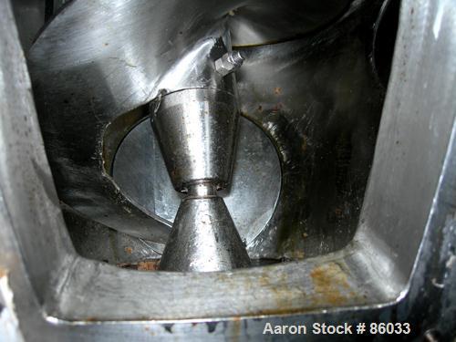 USED: J H Day Nauta mixer, 70 cubic foot working capacity, 304 stainless steel. Approximately 83" diameter x 115" straight side. Non-jacketed. 1/3 cover. Approximate 8" diameter pintle bearing bottom...