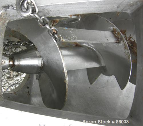 USED: J H Day Nauta mixer, 70 cubic foot working capacity, 304 stainless steel. Approximately 83" diameter x 115" straight side. Non-jacketed. 1/3 cover. Approximate 8" diameter pintle bearing bottom...