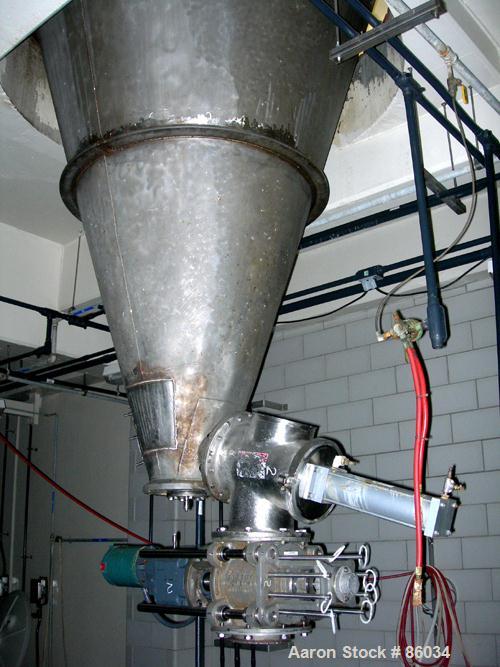 USED: J H Day Nauta mixer, 70 cubic foot working capacity, 304 stainless steel. Approximately 83" diameter x 115" straight side. Non-jacketed. 1/3 cover. Approximate 8" diameter pintle bearing bottom...
