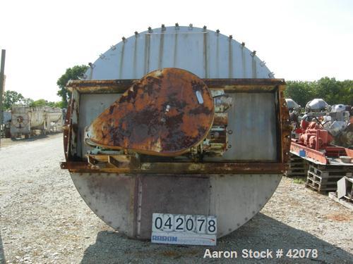 USED: Day twin screw nauta mixer, 200 cubic feet (1500 gallon), model MB2X-200, 304 stainless steel. No 4 finish contact surfaces. 123-7/16" diameter x 141-9/16" cone height. Flat bolt-down hinged co...