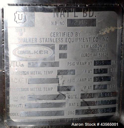 Used Stainless Steel Krauss-Maffei Conical MT Mixer Dryer, 3.53 Cubic Feet (100