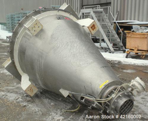 Used Littleford Mark II Nauta Mixer, Model FB-35, 316 stainless steel. 35 cubic feet working capacity. Approximate 60" diameter x 87" straight side. Internal rated atmospheric at 32-331 deg F, stainl...