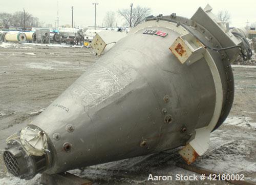 Used Littleford Mark II Nauta Mixer, Model FB-35, 316 stainless steel. 35 cubic feet working capacity. Approximate 60" diameter x 87" straight side. Internal rated atmospheric at 32-331 deg F, stainl...