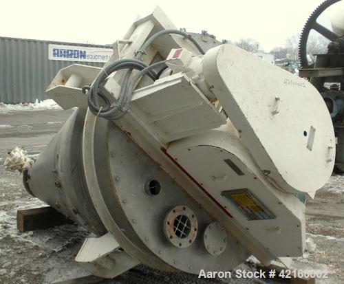 Used Littleford Mark II Nauta Mixer, Model FB-35, 316 stainless steel. 35 cubic feet working capacity. Approximate 60" diameter x 87" straight side. Internal rated atmospheric at 32-331 deg F, stainl...