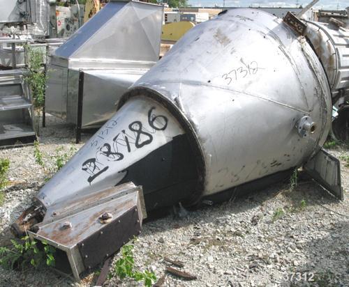 Used Nauta Mixer, ModelMBX 350, 304 Stainless Steel. 35 Cubic feet, 55" diameter x 84" straight side. Jacket top portion (water circulating only). Flat top cover, bolt down, 1/3 hinged. Bottom univer...