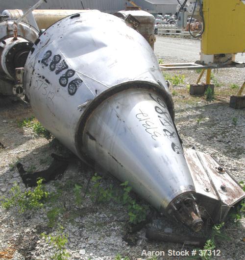 Used Nauta Mixer, ModelMBX 350, 304 Stainless Steel. 35 Cubic feet, 55" diameter x 84" straight side. Jacket top portion (water circulating only). Flat top cover, bolt down, 1/3 hinged. Bottom univer...