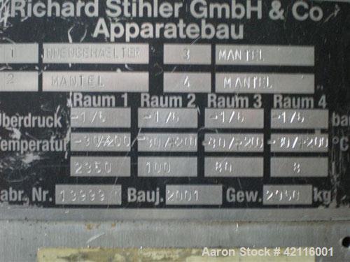 Used-Richard Stihler GmbH & Co Apparatebau Vacuum Dryer, approximate 83 cubic foot/2550 liter working capacity. Material of ...