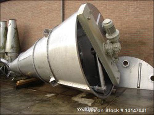 Used-Vrieco Zelhem 80 RV-3 Conical Mixer, stainless steel, capacity 282.5 cubic feet (8000 liters). Largest cone diameter 13...