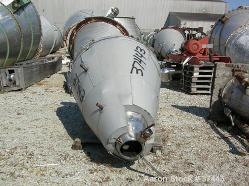 Used Vrieco Nauta Mixer, 25 Cubic Feet, 304 Stainless Steel. 4' diameter x 66" straight side. Flat bolt down top cover with 10" x 20" inspection door with cover, 4" x 8" opening. 9" diameter tangenti...