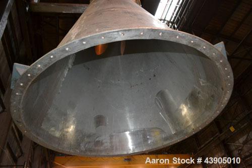Used Vrieco Nauta Mixer, Approximately 6.9 Cubic Feet Working Capacity (195 Liter), 304 Stainless Steel.  Approximately 48" diameter x 66-1/2" cone height, bolt on flat top with 1", 3", (2) 4", 10" o...