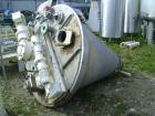 Used Hosokawa Conical Nauta Mixer, Model DBXE 1000, Approximately 35.3 cubic feet capacity (1000 liter), stainless steel. Approximately 68'' diameter x 85'' deep. Flat bolted top. Screw driven by a 2...