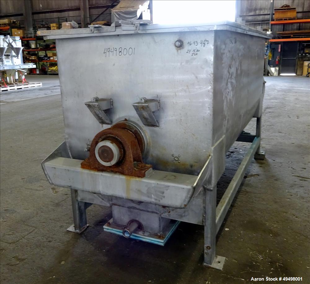 Used Paddle Mixer, 304 Stainless Steel, Approximate 90 Cubic Feet Working Capac