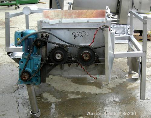 USED: Twin Shaft Paddle Mixer, 15 cubic feet working capacity, 304 stainless steel. Non-jacketed trough 25" wide x 48" long x approximately 19" deep. 3" diameter shaft with (10) 5" wide x 2-1/2" tall...