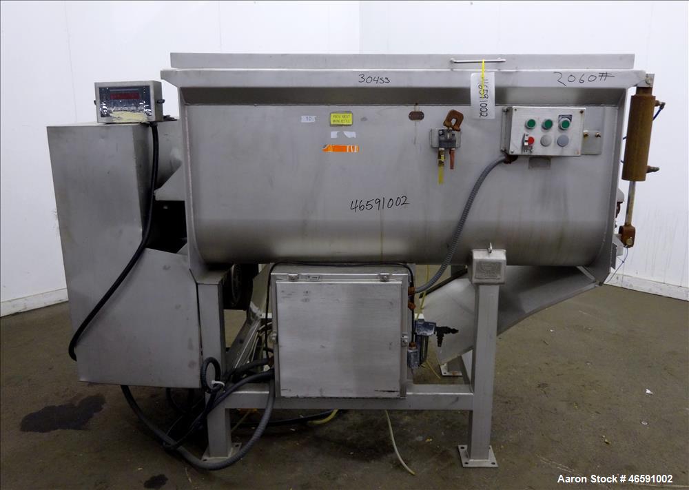 Used- American Food Equipment Company Twin Shaft Paddle Mixer, Model 510, Capacity 1,500 lbs (approximate 40 cubic feet), 30...