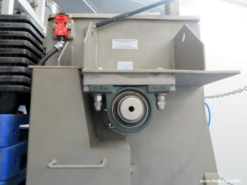 Used A&J Phlauer High Performance Single Shaft Paddle Mixer, Model AJSP304SPSW, Stainless Steel. Approximate 15 cubic feet capacity, hindged top cover, welded paddles, outboard roller bearings, end b...