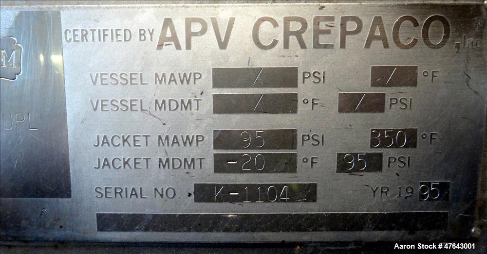 Used APV Dual Shaft Vacuum Paddle Blender, Model #80DP-V