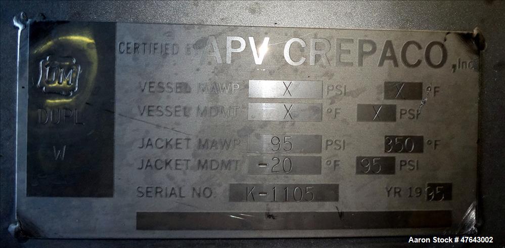 Used APV Dual Ribbon Blender, Model DR, 304/316 Stainless Steel