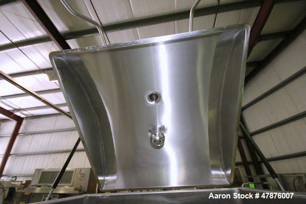 Used APV Crepaco Blender.  Aprox. 20 Cubic Ft., Jacketed Trough, Dual Wing Mixing Blade, 75 PSI @ 350 F, -20 F @ 75 PSI, Sprayball, Agitation Motor, Tri-Clover Air Valve, Hinged Top Cover, Mounted on...
