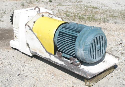 USED: American Process Forberg twin shaft fluidizer, model FZM-88.8. 88.3 cubic feet working capacity, 304 stainless steel. Non-jacketed trough 78" x 91-1/2" x approximately 70" deep. (2) 6" diameter...