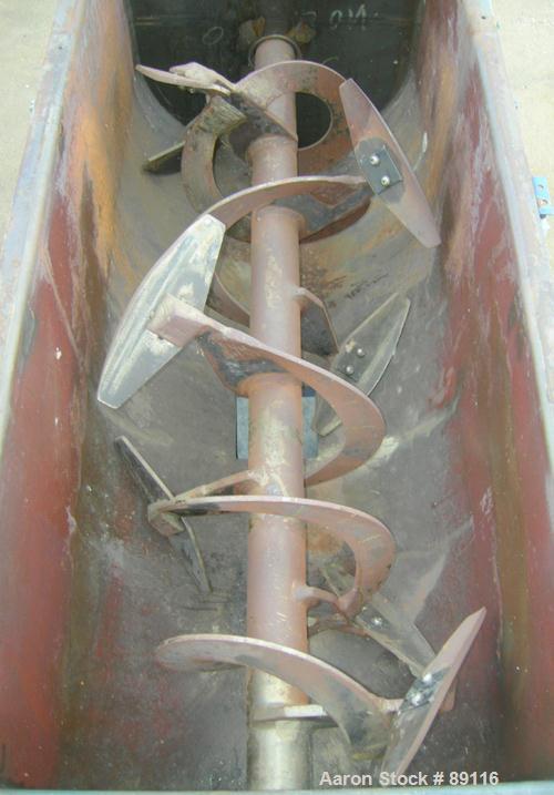 USED: American Process ribbon/paddle blender, model PRB-030, 30 cubic feet working capacity, carbon steel. Non-jacketed trough 30" wide x 72" long x approximately 34" deep. 3 piece clamp down top cov...