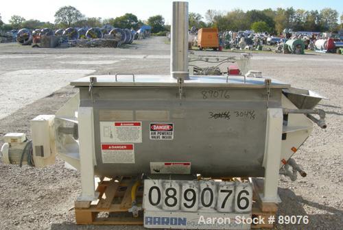 USED: American Process ribbon/paddle blender, model PRB-18. 18 cubic feet working capacity, 304 stainless steel. 304 stainless steel jacketed trough 28" wide x 60" long x approximately 30" deep, rate...