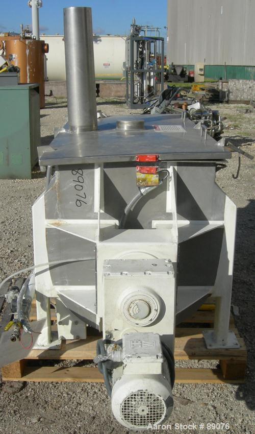 USED: American Process ribbon/paddle blender, model PRB-18. 18 cubic feet working capacity, 304 stainless steel. 304 stainless steel jacketed trough 28" wide x 60" long x approximately 30" deep, rate...