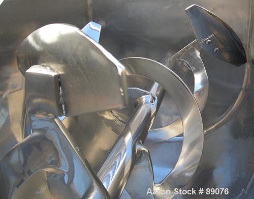 USED: American Process ribbon/paddle blender, model PRB-18. 18 cubic feet working capacity, 304 stainless steel. 304 stainless steel jacketed trough 28" wide x 60" long x approximately 30" deep, rate...