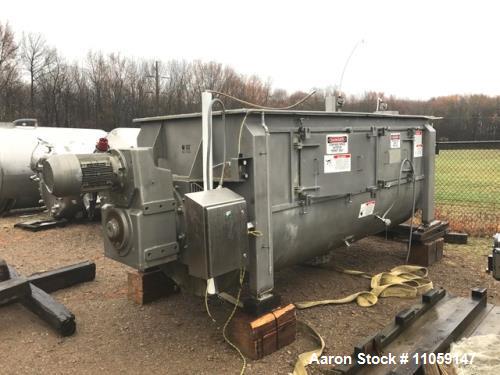 Used 270 Cubic Foot Paddle Blender. Stainless Steel, built by American Process Systems Div of Eirich Machines Model #U270-5998. Equipment Type PB-270 Mixer, 12 ft. length. 10" outlet. Driven by a 30 ...