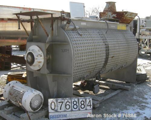 USED: American Process paddle mixer, model SCPB155, 155 cubic feet capacity, 304 stainless steel. Semi-cylindrical. Stainless steel dimple jacketed trough 50" diameter x 120" long x approximately 52"...