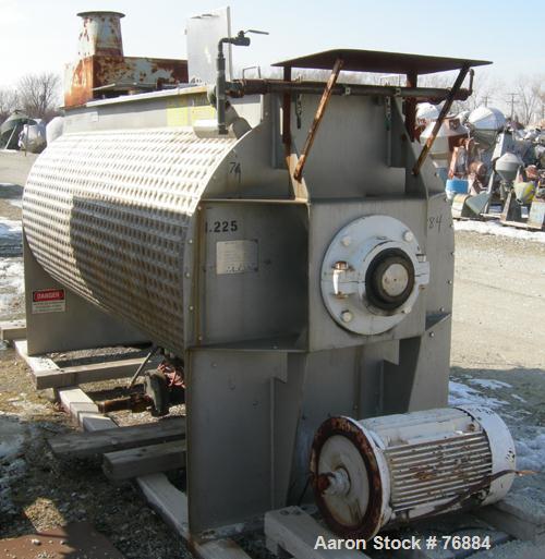USED: American Process paddle mixer, model SCPB155, 155 cubic feet capacity, 304 stainless steel. Semi-cylindrical. Stainless steel dimple jacketed trough 50" diameter x 120" long x approximately 52"...