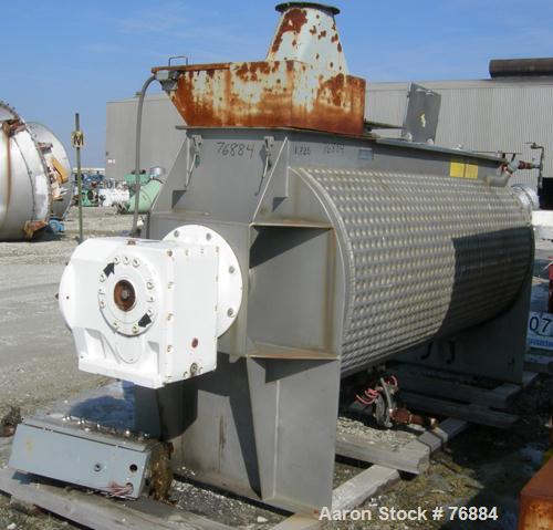 USED: American Process paddle mixer, model SCPB155, 155 cubic feet capacity, 304 stainless steel. Semi-cylindrical. Stainless steel dimple jacketed trough 50" diameter x 120" long x approximately 52"...