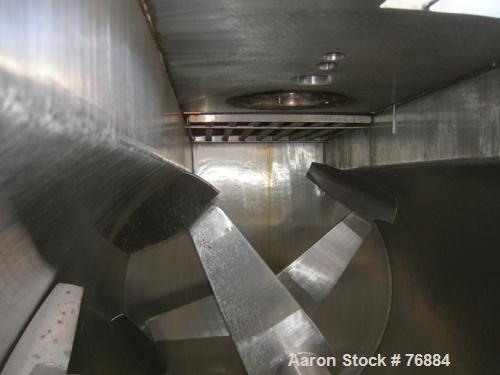USED: American Process paddle mixer, model SCPB155, 155 cubic feet capacity, 304 stainless steel. Semi-cylindrical. Stainless steel dimple jacketed trough 50" diameter x 120" long x approximately 52"...