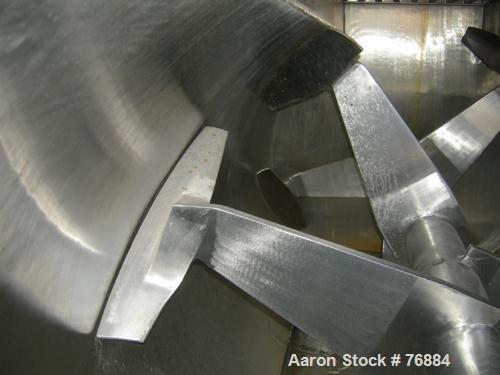 USED: American Process paddle mixer, model SCPB155, 155 cubic feet capacity, 304 stainless steel. Semi-cylindrical. Stainless steel dimple jacketed trough 50" diameter x 120" long x approximately 52"...