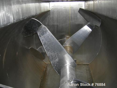 USED: American Process paddle mixer, model SCPB155, 155 cubic feet capacity, 304 stainless steel. Semi-cylindrical. Stainless steel dimple jacketed trough 50" diameter x 120" long x approximately 52"...