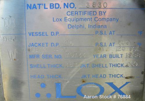 USED: American Process paddle mixer, model SCPB155, 155 cubic feet capacity, 304 stainless steel. Semi-cylindrical. Stainless steel dimple jacketed trough 50" diameter x 120" long x approximately 52"...